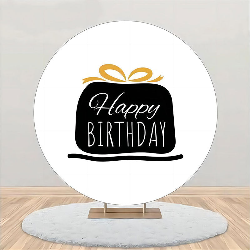 Aperturee - Black Gift Morden Simple Round Birthday Backdrop