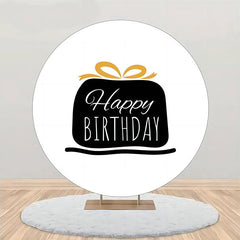 Aperturee - Black Gift Morden Simple Round Birthday Backdrop