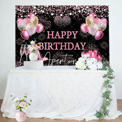 Aperturee - Black Glitter Balloon Gifts Sparkle Birthday Backdrop