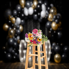 Aperturee - Black Glitter Sequin Theme Congrats Grad Backdrop