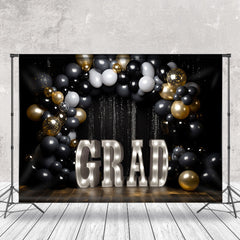 Aperturee - Black Glitter Sequin Theme Congrats Grad Backdrop