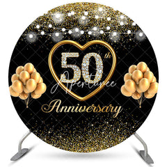 Aperturee Black Gold Balloon Happy 50Th Anniversary Backdrop