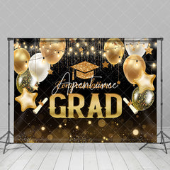 Aperturee - Black Gold Balloons Bokeh Congrats Grad Backdrop