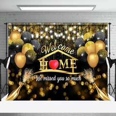 Aperturee - Black Gold Balloons Bokeh Family Reunion Backdrop