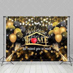 Aperturee - Black Gold Balloons Bokeh Family Reunion Backdrop