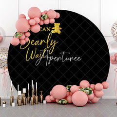 Aperturee - Black Gold Bearly Wait Round Baby Shower Backdrop