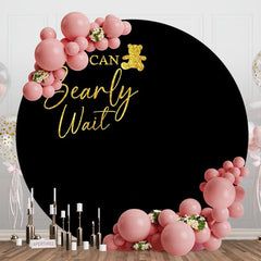 Aperturee - Black Gold Bearly Wait Round Baby Shower Backdrop