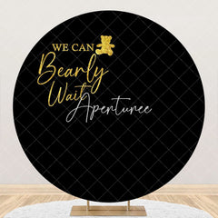 Aperturee - Black Gold Bearly Wait Round Baby Shower Backdrop