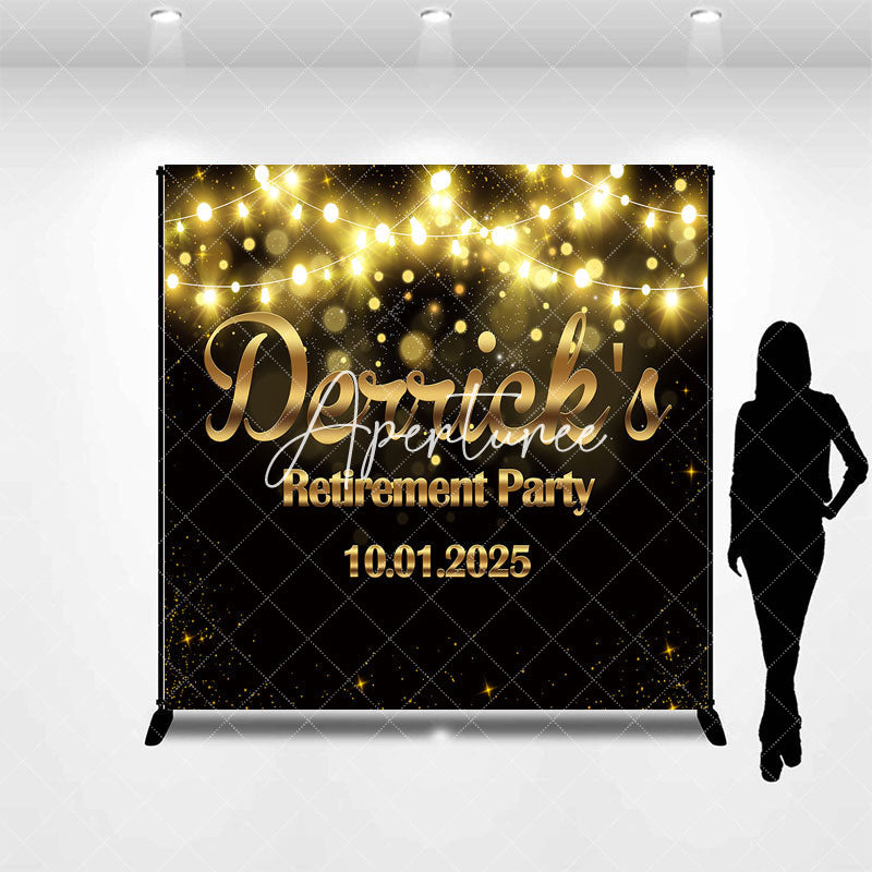 Aperturee - Black Gold Bokeh Custom Retirement Party Backdrop