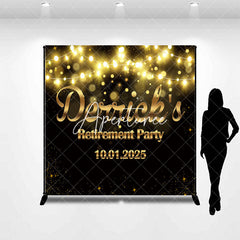 Aperturee - Black Gold Bokeh Custom Retirement Party Backdrop