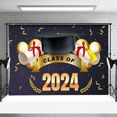 Aperturee - Black Gold Caps Class Of 2024 Graduation Backdrop