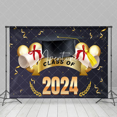 Aperturee - Black Gold Caps Class Of 2024 Graduation Backdrop