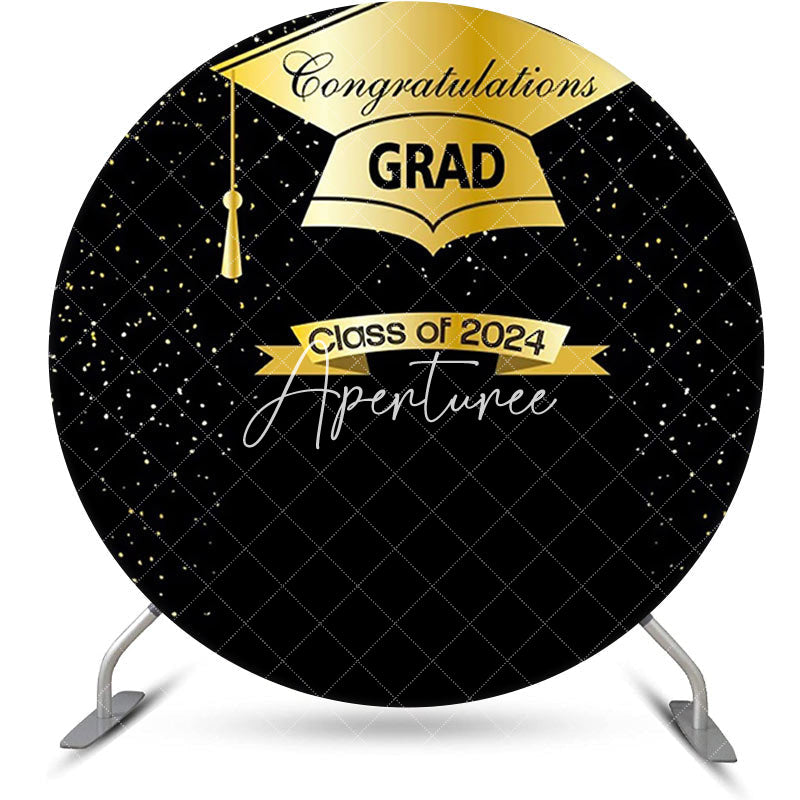 Aperturee - Black Gold Class 2024 Round Congrats Grad Backdrop