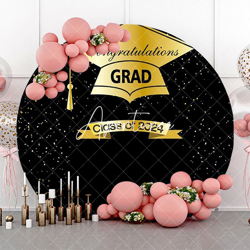 Aperturee - Black Gold Class 2024 Round Congrats Grad Backdrop