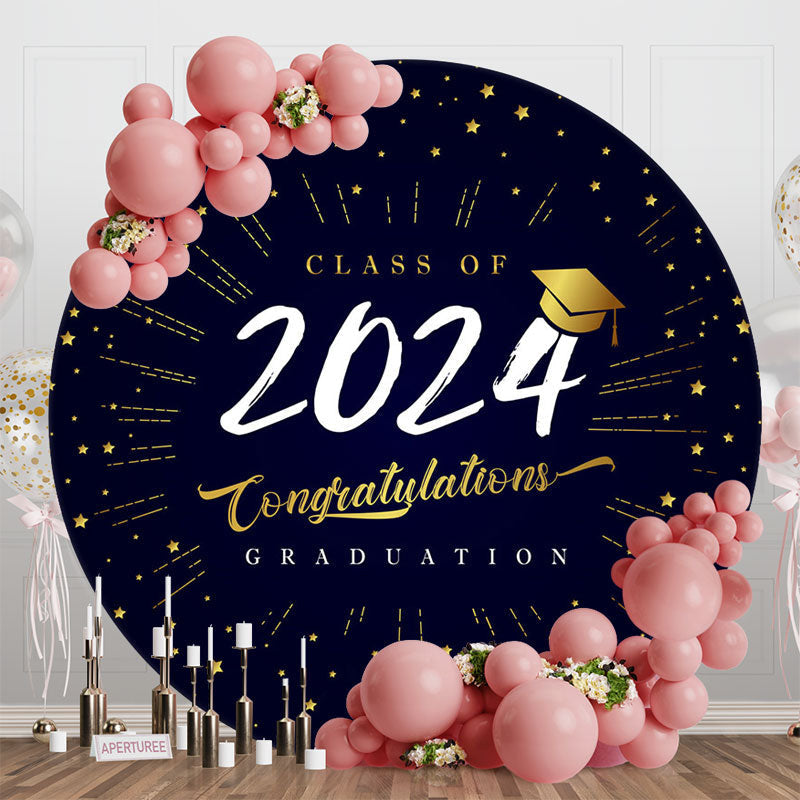 Aperturee - Black Gold Class Of 2024 Round Graduation Backdrop