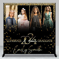 Aperturee - Black Gold Custom Congrats 2024 Graduation Backdrop