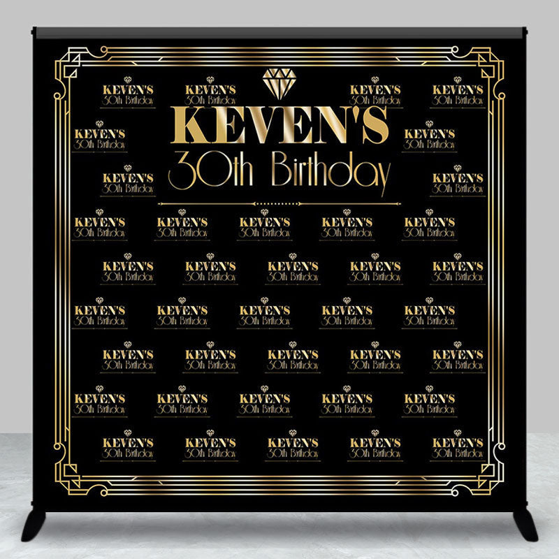 Aperturee - Black Gold Custom Name Gatsby Theme Birthday Backdrop