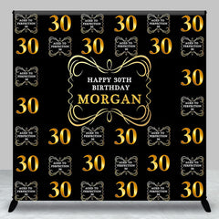 Aperturee - Black Gold Custom Name Happy 30th Birthday Backdrop