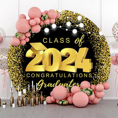 Aperturee - Black Gold Dot Light Round Graduation Party Backdrop