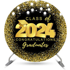 Aperturee - Black Gold Dot Light Round Graduation Party Backdrop