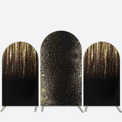 Aperturee Black Gold Glitter Dance Birthday Arch Backdrop Kit