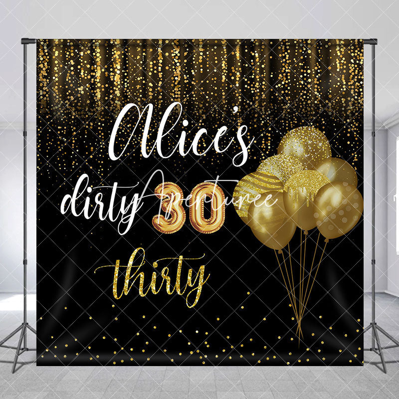 Aperturee - Black Gold Glitter Dirty Custom Birthday Backdrop