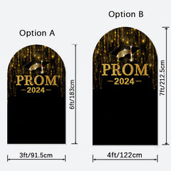 Aperturee - Black Gold Glitter Prom Party Graduation Arch Backdrop