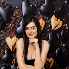 Aperturee - Black Gold Heart Sparkle Valentines Day Backdrop