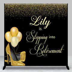 Aperturee - Black Gold High Heel Custom Name Retirement Backdrop