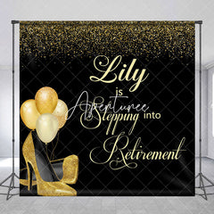 Aperturee - Black Gold High Heel Custom Name Retirement Backdrop