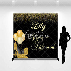 Aperturee - Black Gold High Heel Custom Name Retirement Backdrop