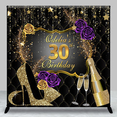 Aperturee - Black Gold High Heels Custom 30th Birthday Backdrop