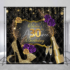 Aperturee - Black Gold High Heels Custom 30th Birthday Backdrop