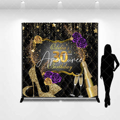 Aperturee - Black Gold High Heels Custom 30th Birthday Backdrop