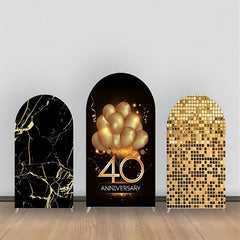 Aperturee - Black Gold Marble 40th Anniversary Arch Backdrop Kit