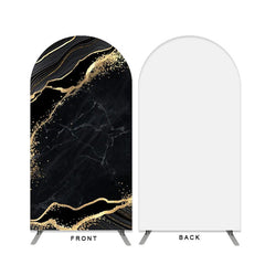 Aperturee - Black Gold Marble Abstract Double Sided Arch Backdrop