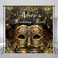 Aperturee - Black Gold Masquerade Custom Birthday Bash Backdrop