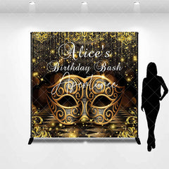 Aperturee - Black Gold Masquerade Custom Birthday Bash Backdrop