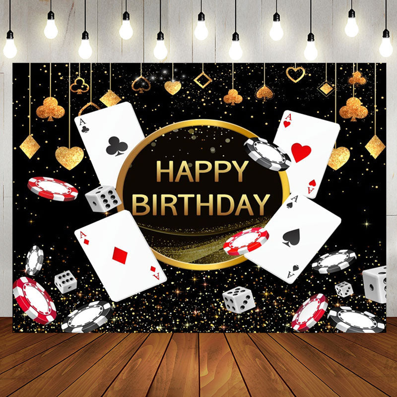 Aperturee - Black Gold Poker Dice Casino Happy Birthday Backdrop