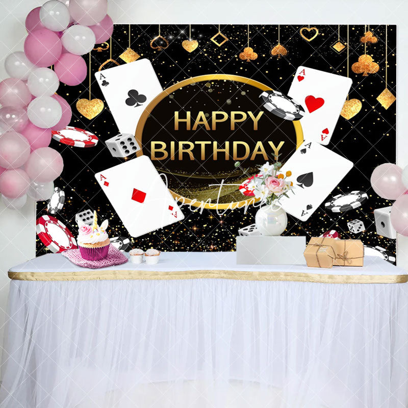 Aperturee - Black Gold Poker Dice Casino Happy Birthday Backdrop