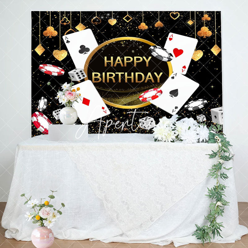 Aperturee - Black Gold Poker Dice Casino Happy Birthday Backdrop