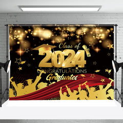 Aperturee - Black Gold Sparkle Bokeh Class 2024 Grad Backdrop