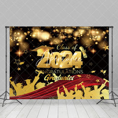 Aperturee - Black Gold Sparkle Bokeh Class 2024 Grad Backdrop