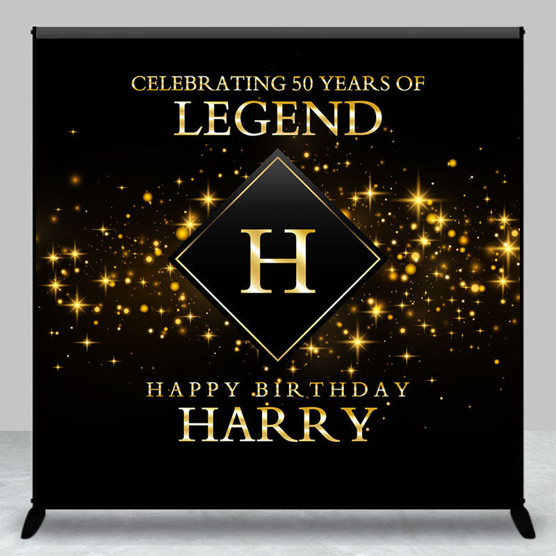 Aperturee - Black Gold Sparkle Custom 50th Birthday Backdrop