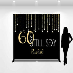 Aperturee - Black Gold Stars Custom 60th Birthday Backdrop