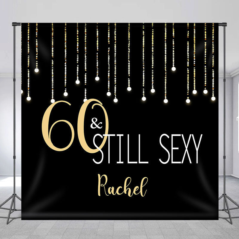 Aperturee - Black Gold Stars Custom 60th Birthday Backdrop