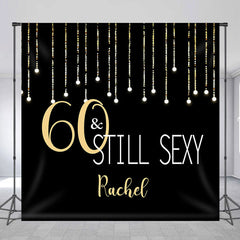 Aperturee - Black Gold Stars Custom 60th Birthday Backdrop