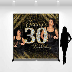 Aperturee - Black Gold Talk Thirty Custom Photo Birthday Backdrop