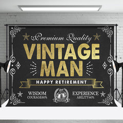 Aperturee - Black Gold Vintage Man Happy Retirement Backdrop