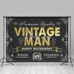 Aperturee - Black Gold Vintage Man Happy Retirement Backdrop